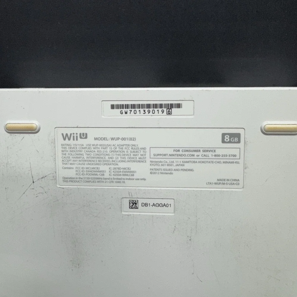 Nintendo Wii U WUP-001(02) 8GB White Console Only - Untested/Parts / Repair